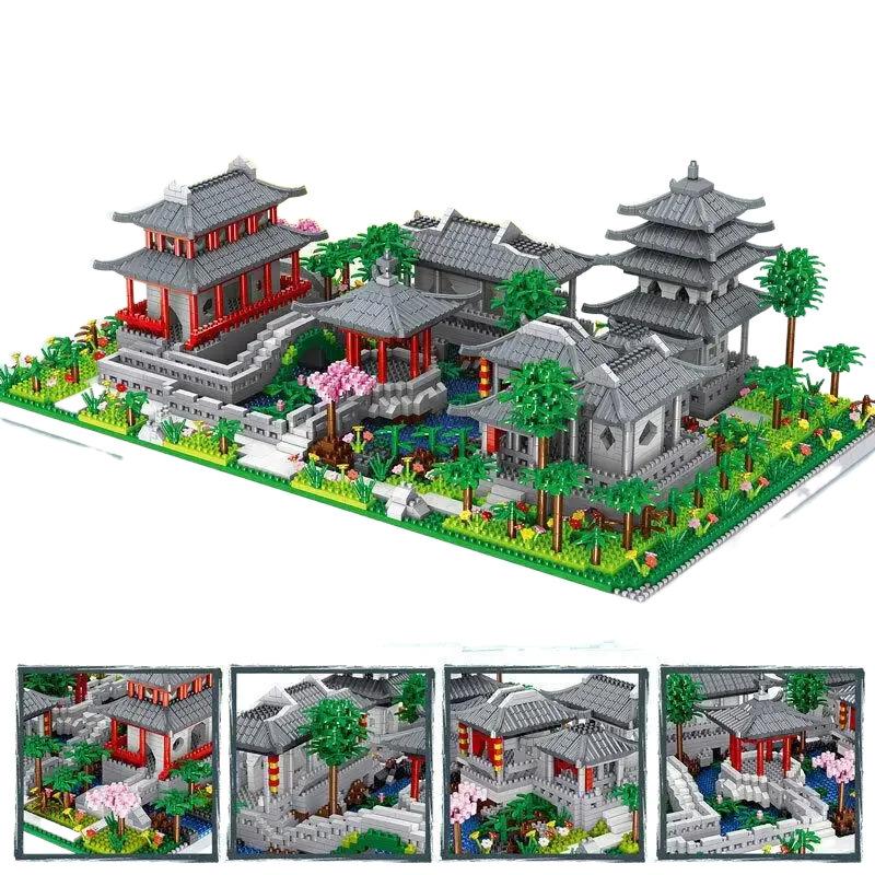 Ancient Suzhou Garden Micro-particle Building Blocks High Difficulty Puzzle Building Blocks Toys Series for Boys and Girls