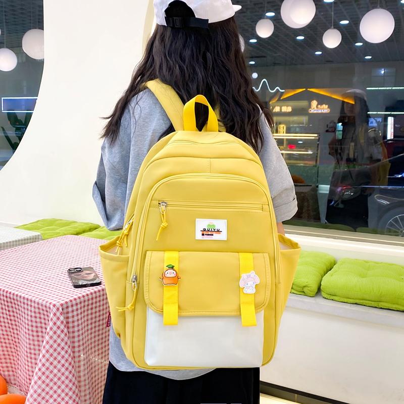 Four-Piece Backpack Set Student Schoolbag Stitching Contrast Color Campus Backpack Large Capacity Backpack for Primary and Secondary School Students