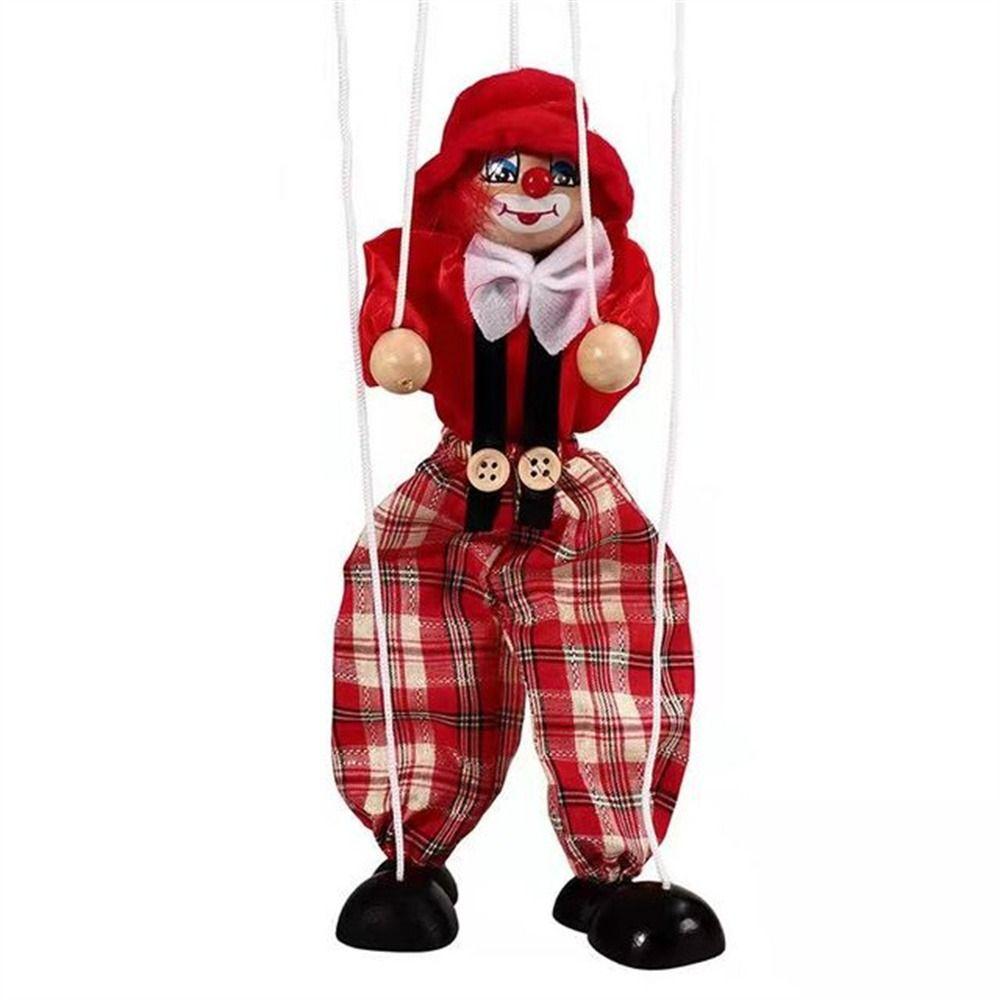 Colorful Joint Activity Kids Toy Wooden Pull String Puppet Handcraft Toy Puppet Puppet Clown