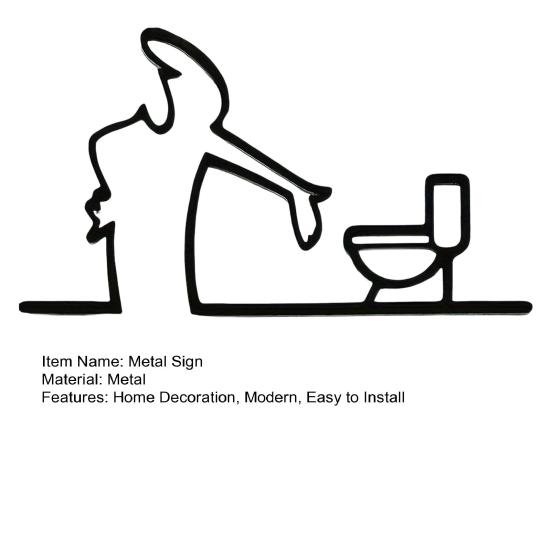 Man Toilet Metal Sign Wall Decoration Modern Kitchen Bathtub Tool Men Wall Art Indoor Outdoor Home Office Living Room Decorative Sign