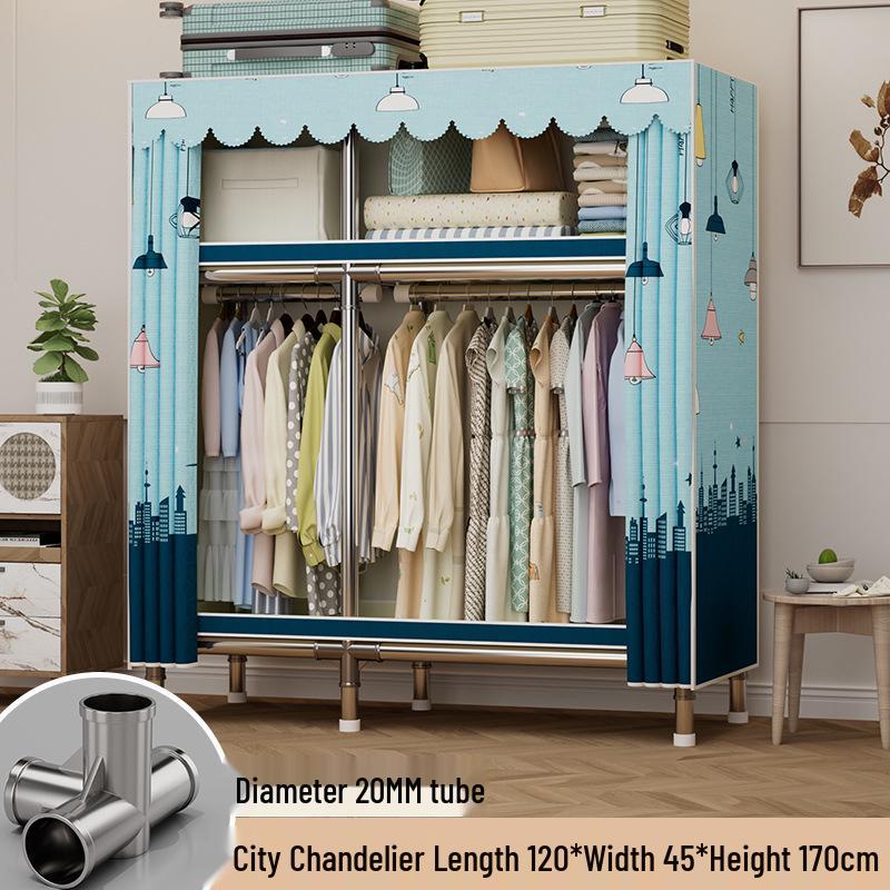 Sturdy Reinforced Steel Frame Fabric Wardrobe for Home & Bedroom Use