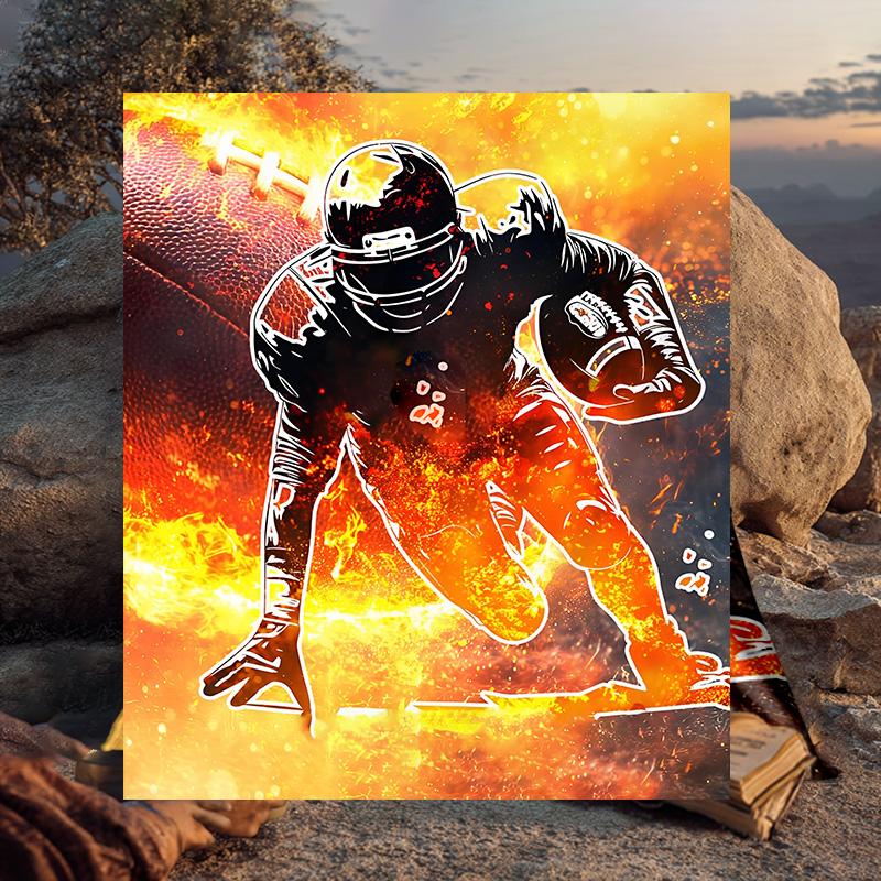 1PC Football Player In Flames Flannel Blanket Gift, Suitable for Both Men And Women, Soft Ideal for Beds And Sofa, Birthday Or Christmas Gift