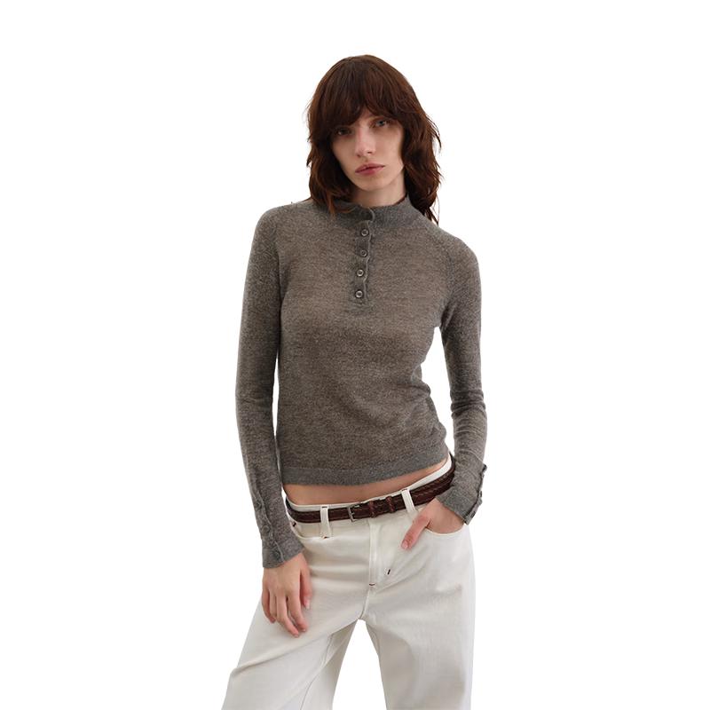 GREEN BELT Men's Half-Button Wool Pullover Sweater