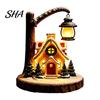 Functional Desktop Decoration Christmas Santa Claus Reading Lantern, Snowman Elk LED Night Light with Warm Decorative Lights Glow, USB Resin Tabletop