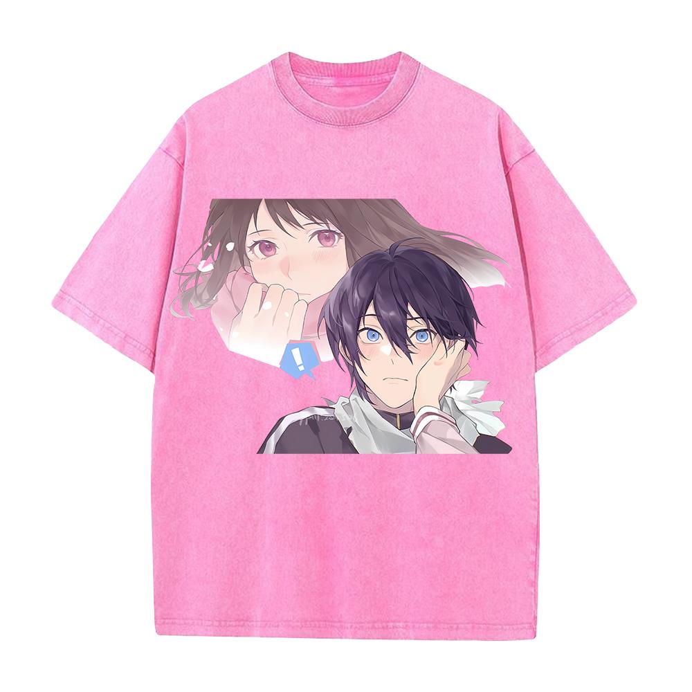 Anime Noragami Yato Iki Hiyori Graphic T Shirt Men Women Clothing Casual Cotton Tshirt Vintage Washed T-shirt Harajuku Male Tops