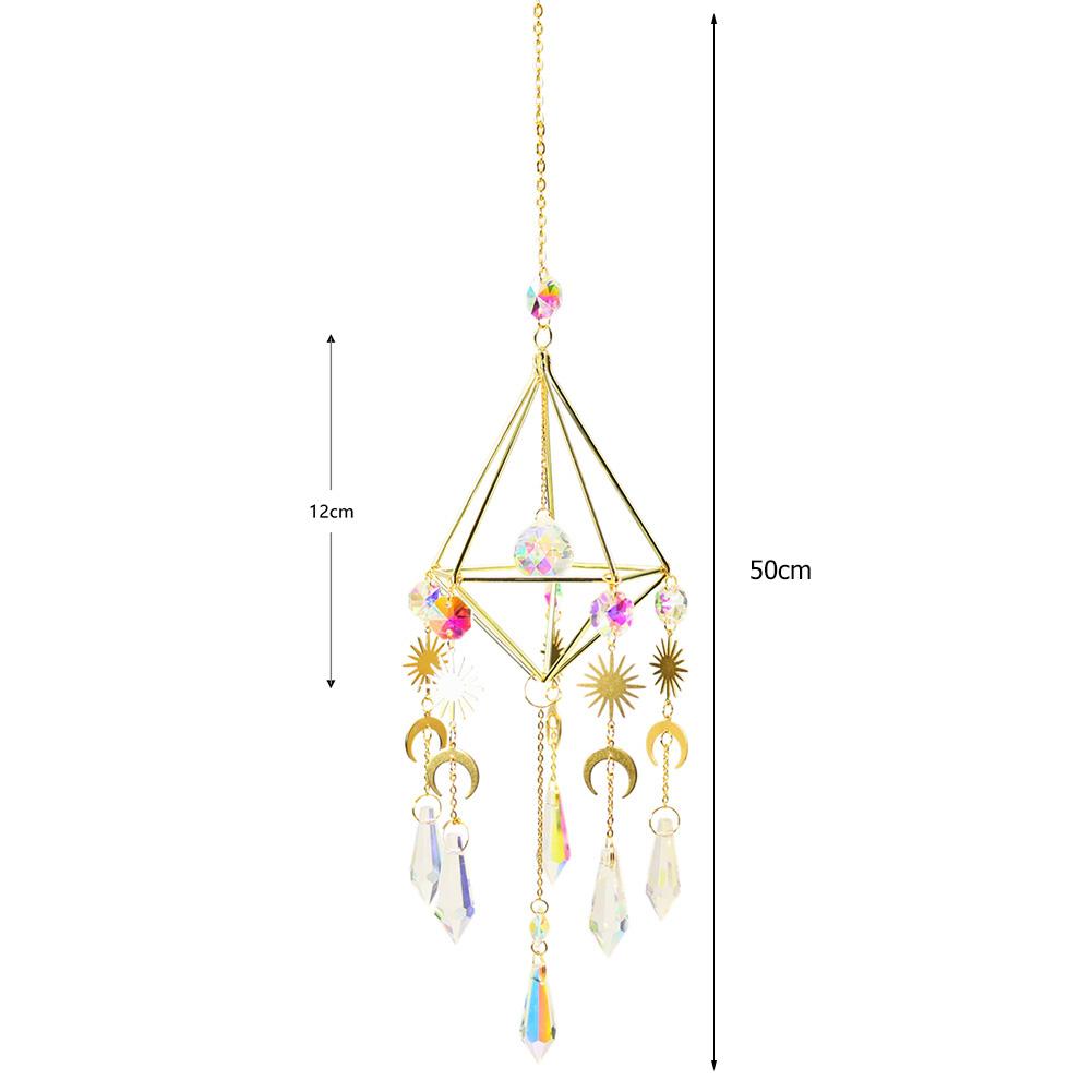 Crystal Wind Chime Rainbow Windchime Sun Catcher Handmade Bohemian Pendant Home Garden Ornament for Bedroom Window Decoration