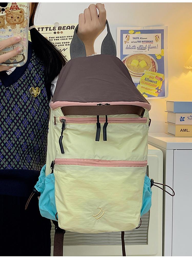 Outdoor Hiking Bag Korean Girl Campus Casual School Bag Backpack Women'S Large-Capacity Mountaineering Bag Contrasting Colors