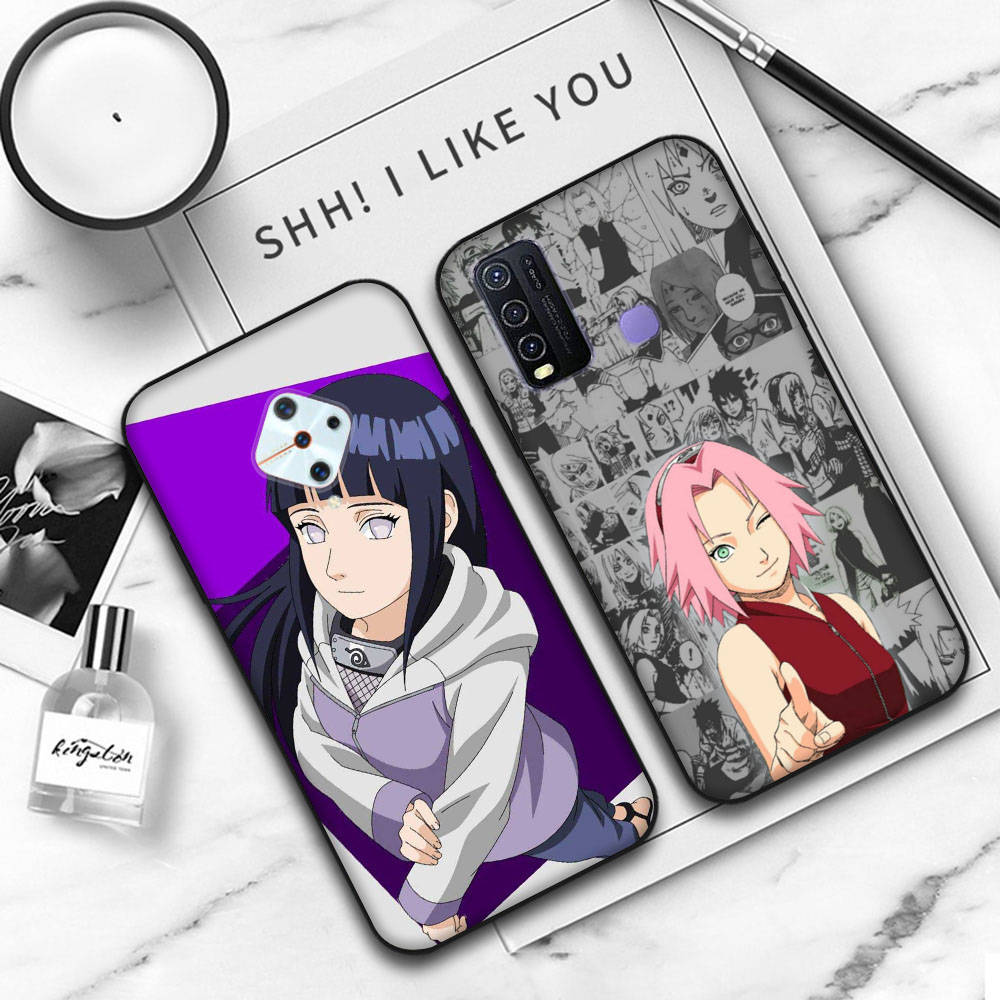 JW85 Naruto Hinata Sakura Černý měkký kryt pro Samsung Note 20 Lite S24 Ultra S23 A03 A05 A06 A11 A71 A15 A16 A13 A24 A25 A33 A52 A53 A50 M55 M35 Plus