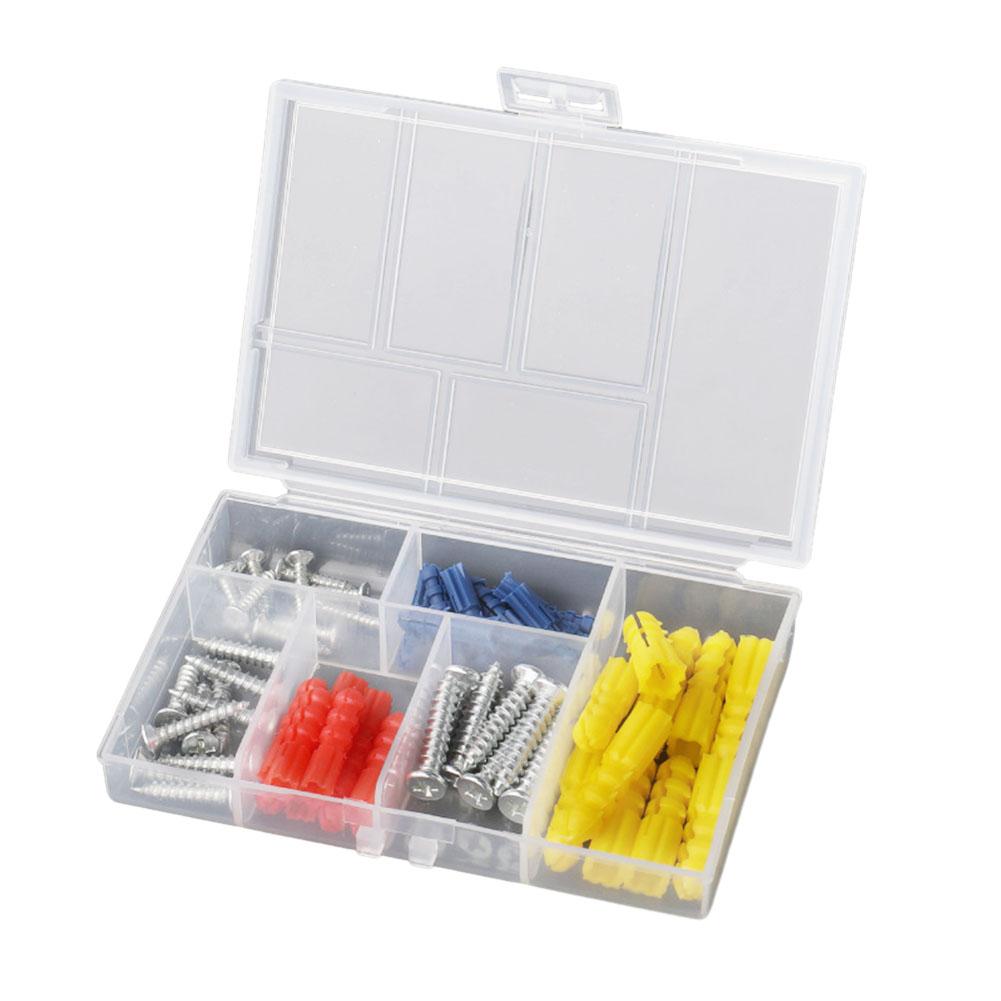 60PCS Self-Drilling Ribbed Plastic Wall Anchors with Stainless Steel Screws Assortment Kit for Drywall, Concrete, M5 M6 M8 Sizes