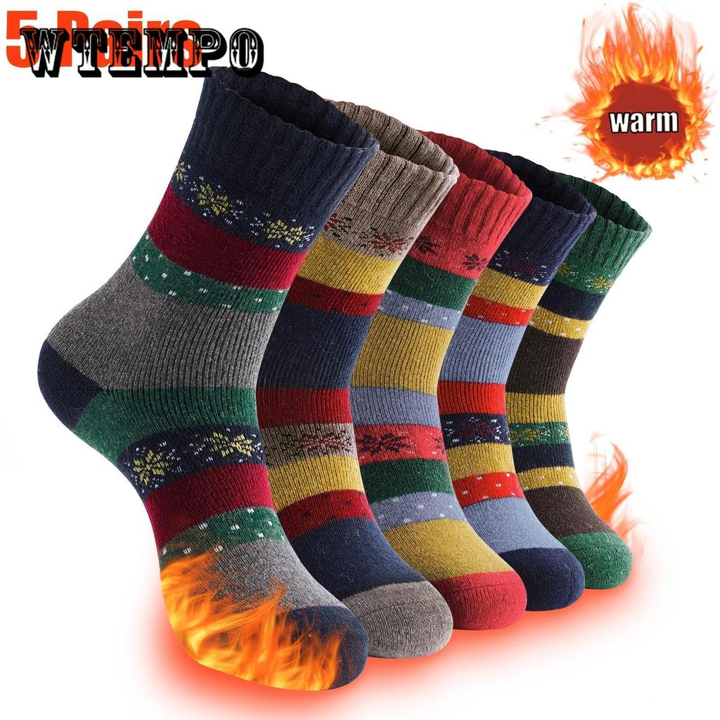 5 Pairs Women's Warm and Comfortable Hiking Walking Socks, Soft Medium Tube Outdoor Warm Socks