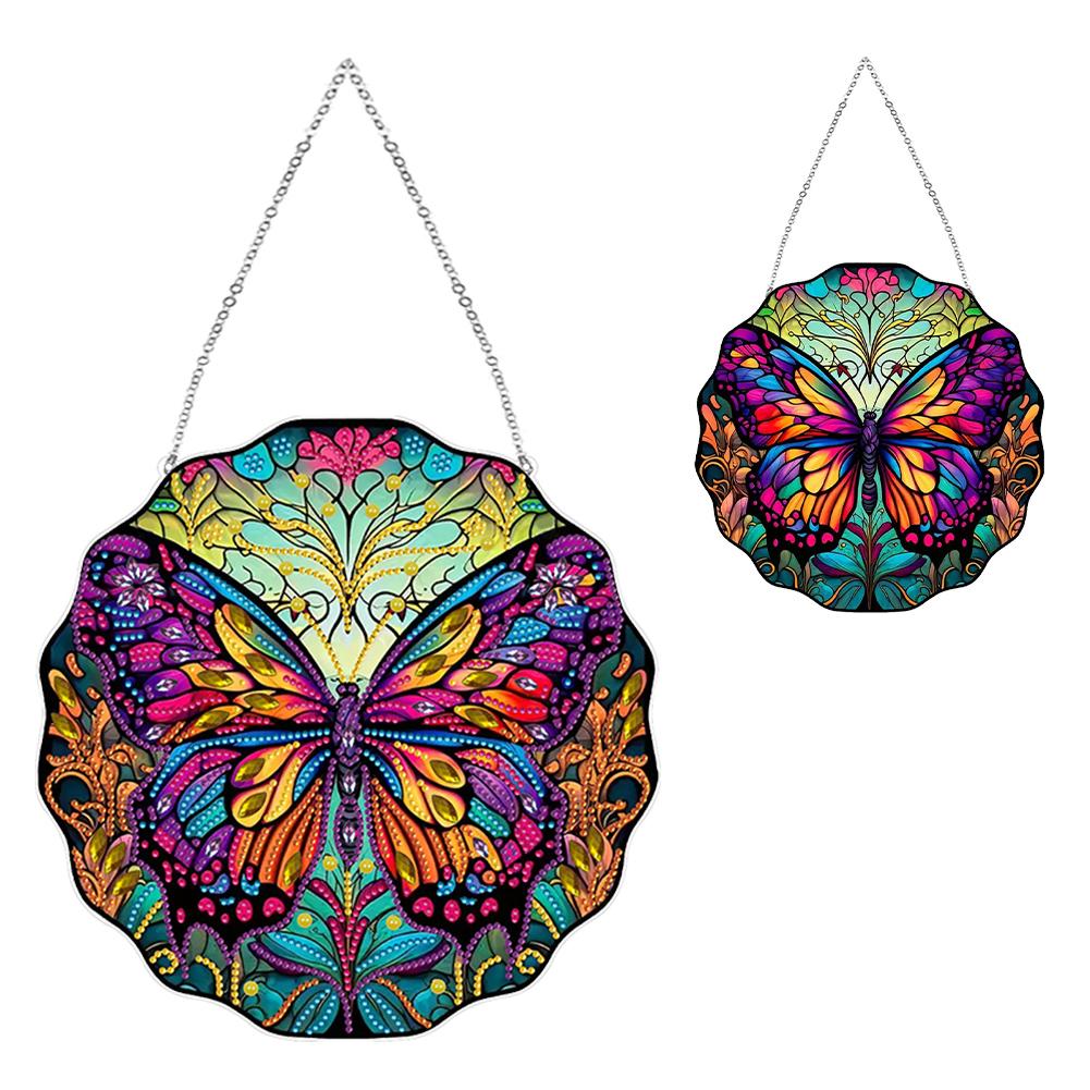 Stained Glass Animal Rhinestone Diamond Art Window Pendants Suncatcher Diamond Painting Art Pendant for Garden Window Decor