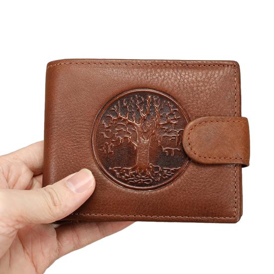 Men Front Pocket Wallet Large Capacity Bi-fold Wallet with Zipper Pocket Embossed Animal Card Holder Folding Cash Coin
