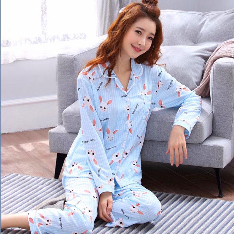 Middle-Aged Mom Long Sleeve Pajamas - Green Plant Series Cardigan, Loose Plus Size Home Set for Women, Spring/Autumn.