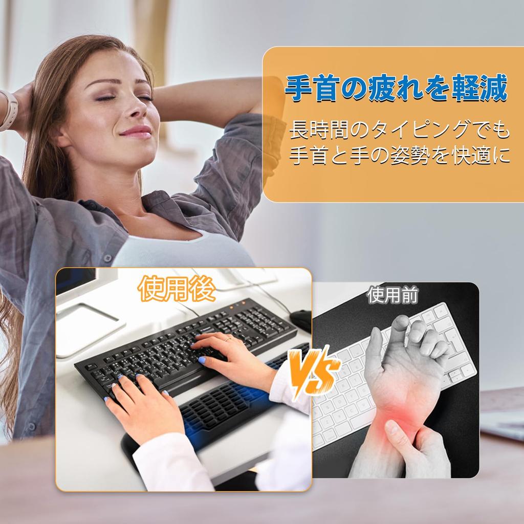 Junichiya Ergonomics Mouse Wrist Rest High Resilience Memory Foam Wave Curve Design Wrist Support Reduces Fatigue Ideal for Long Use Silicone Base 3.0