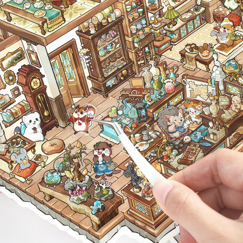 Kawaii 3D Bakery Landscape Sticker DIY Pocket Cabin Scene Festival Gift