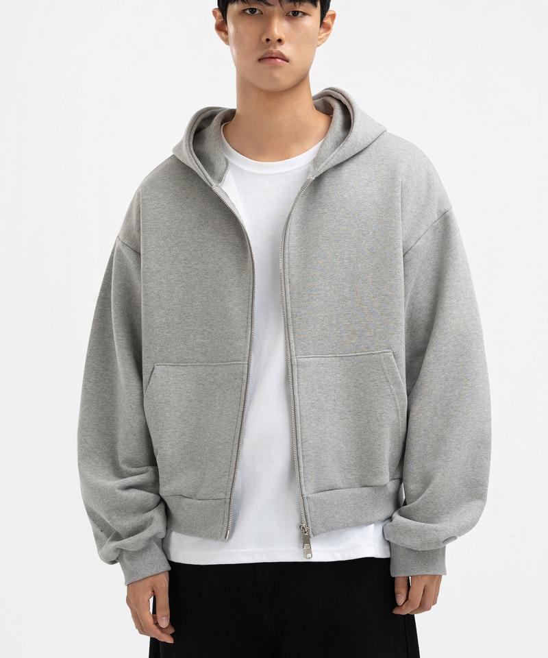 Underoff 2-Way Crop Fit Zip-Up Hooded Jumper White Melange