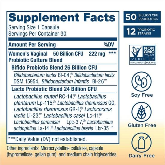 Renew Life Ultimate Flora Probiotic Women's Vegetarian 50 Billion Live Culture Vegetarian Capsules, 30 Tablets, 1 unit,Korean Health Food