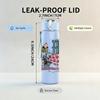 1PC Retro Street Band Collage Print 750ml colorful plastic sports water bottle leakproof pop up lid with straw for outdoor work home use