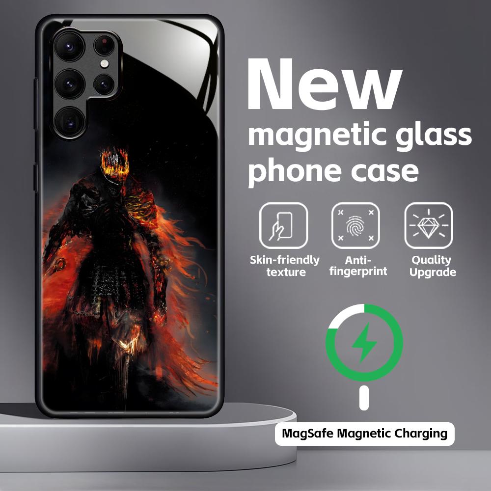 Klasická hra DARK SOULS Pouzdro na telefon Pro Samsung S26 S25 S24 S23 S22 S21 Plus Ultra Note20 Skleněné Magnetické Pouzdro