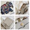 Vintage Embroidery Elephant Women's Handbags Soft PU Leather Thailand Exotic Portable Women's Messenger Bag Fashion Female Small Square Crossbody Bags
