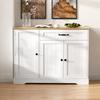 Modern, Elegant Dressoir met 3 Deuren en Eén Lade, Buffetkast voor Eetkamer, Woonkamer en Hal (Wit+Natuurlijk)