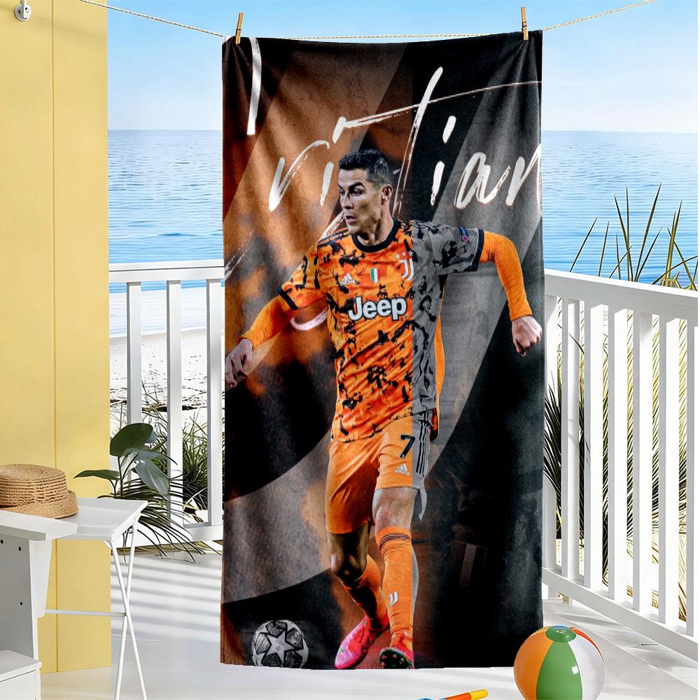 Full Moon Soccer Player Beach Towel Soft Durable Quick-Dry Comfortable Lightweight