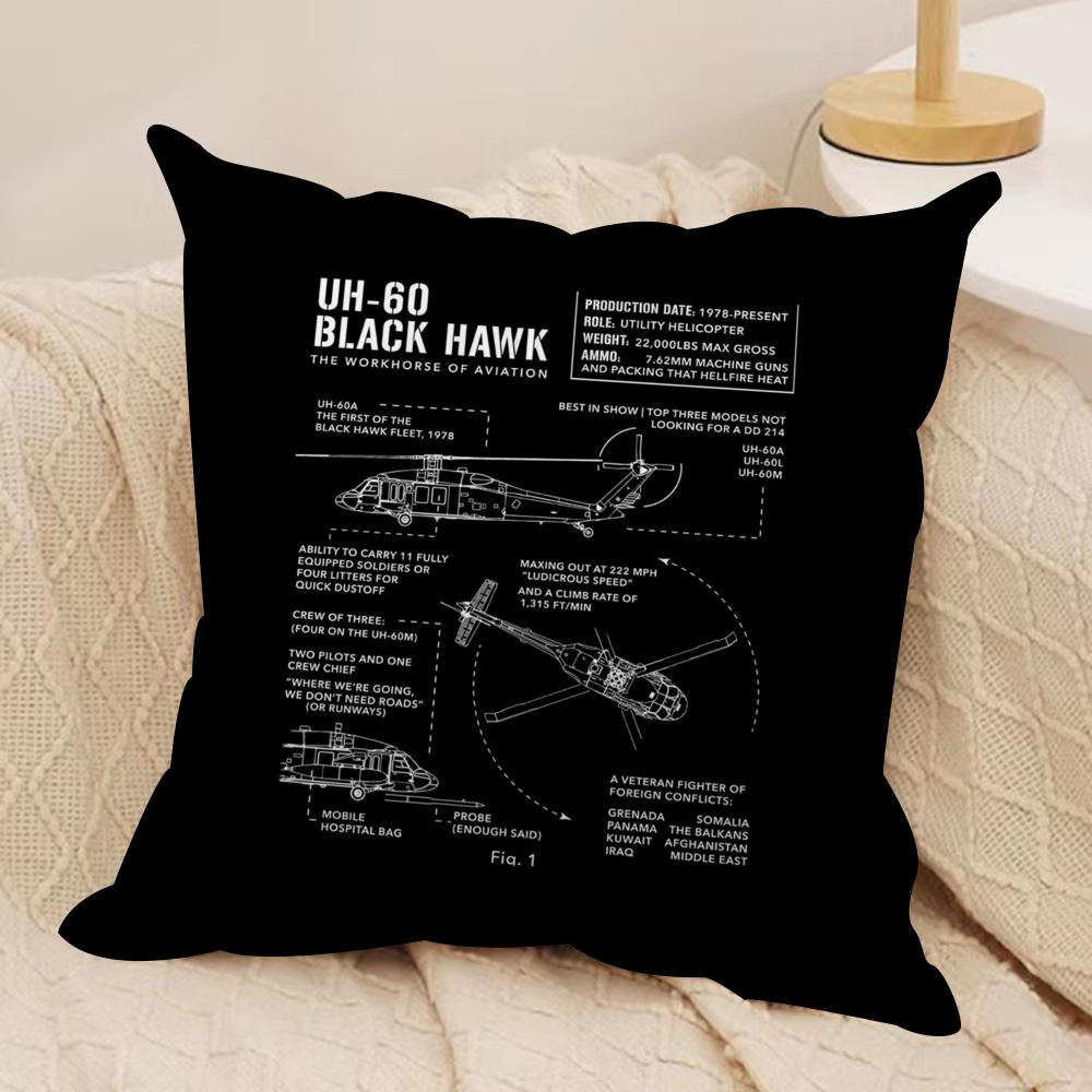 Airplane Pattern Cushion Cover Soft Plush Fabric Double-Sided Printed Sofa Cushion Cover for All Seasons Home Decor Gift