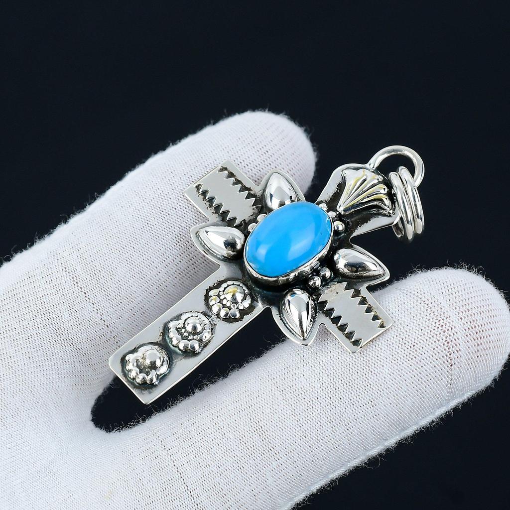 Sleeping Beauty Turquoise Natural Pendant, 925 Sterling Silver Pendant, Turquoise Jewelry Necklace Pendant, Valentine Gifts, Mother Day Gift