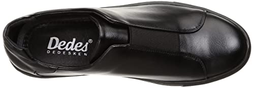 Dedes 6330-O Men's All Black Front Gore Band Slip-On Sneakers, Size 26.0 cm, 3E