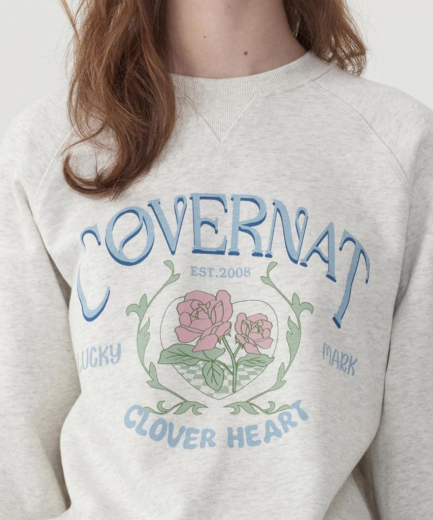 COVERNAT WOMAN Vintage Graphic Sweatshirt Oatmeal