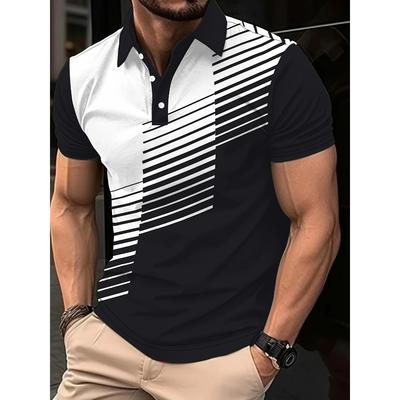 Men's Fashionable Color-block Shirt, Casual Short-sleeved Golf Shirt - Suitable for Comfortable Summer Sports and Casualoutings.