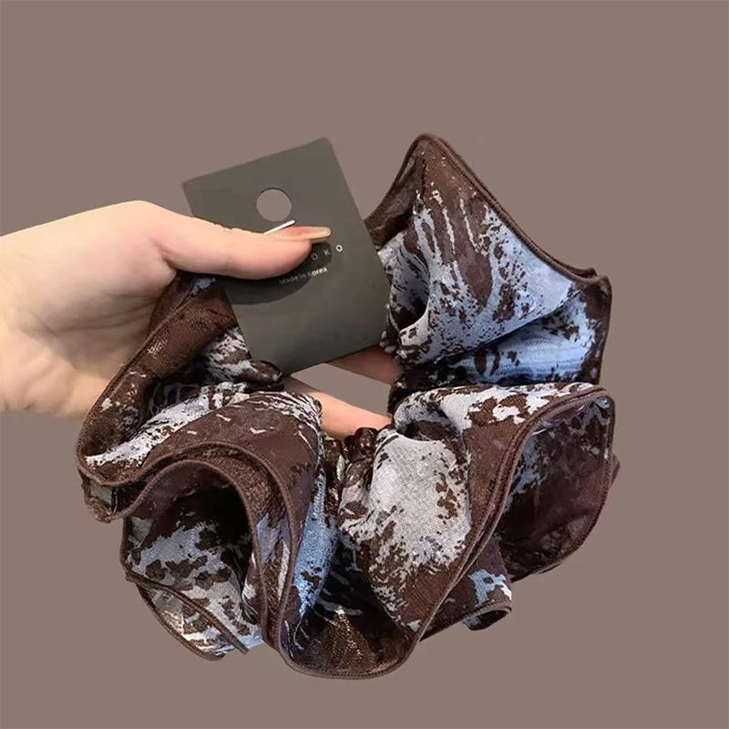 Elegant Top Grade Print Chiffon Large Intestine Scrunchie For Women Lady Hair Tie Hair Band Hair Ring Fashion Hair Accessories
