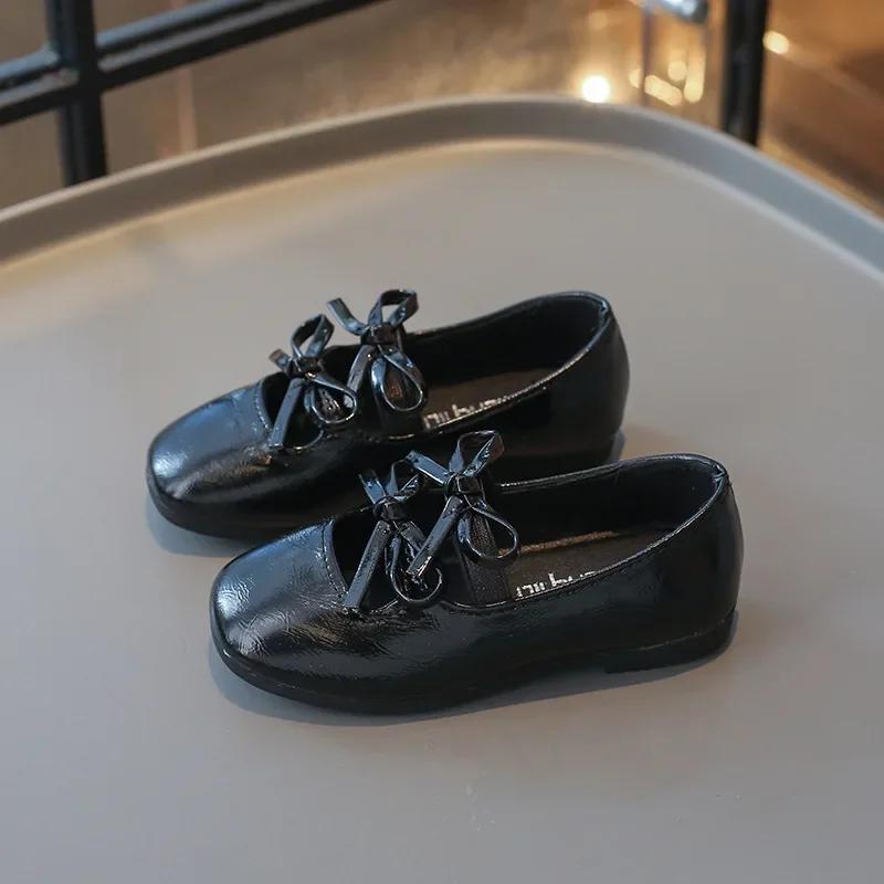 

Princess Shoes for Girls New Fashion Double Bowknot Chic Children Mary Jane Shoes Gold Sliver Square Toe Elegant Kids Flats 36