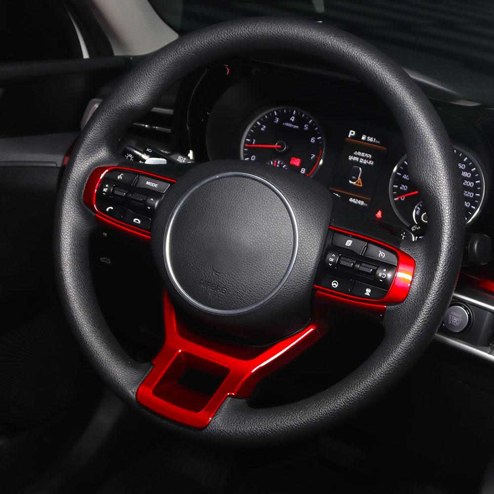 Car Carbon Wood Style Steering Wheel Button Cover Frame Trim Interior For Kia Sportage NQ5 2022 2023 K5 2025