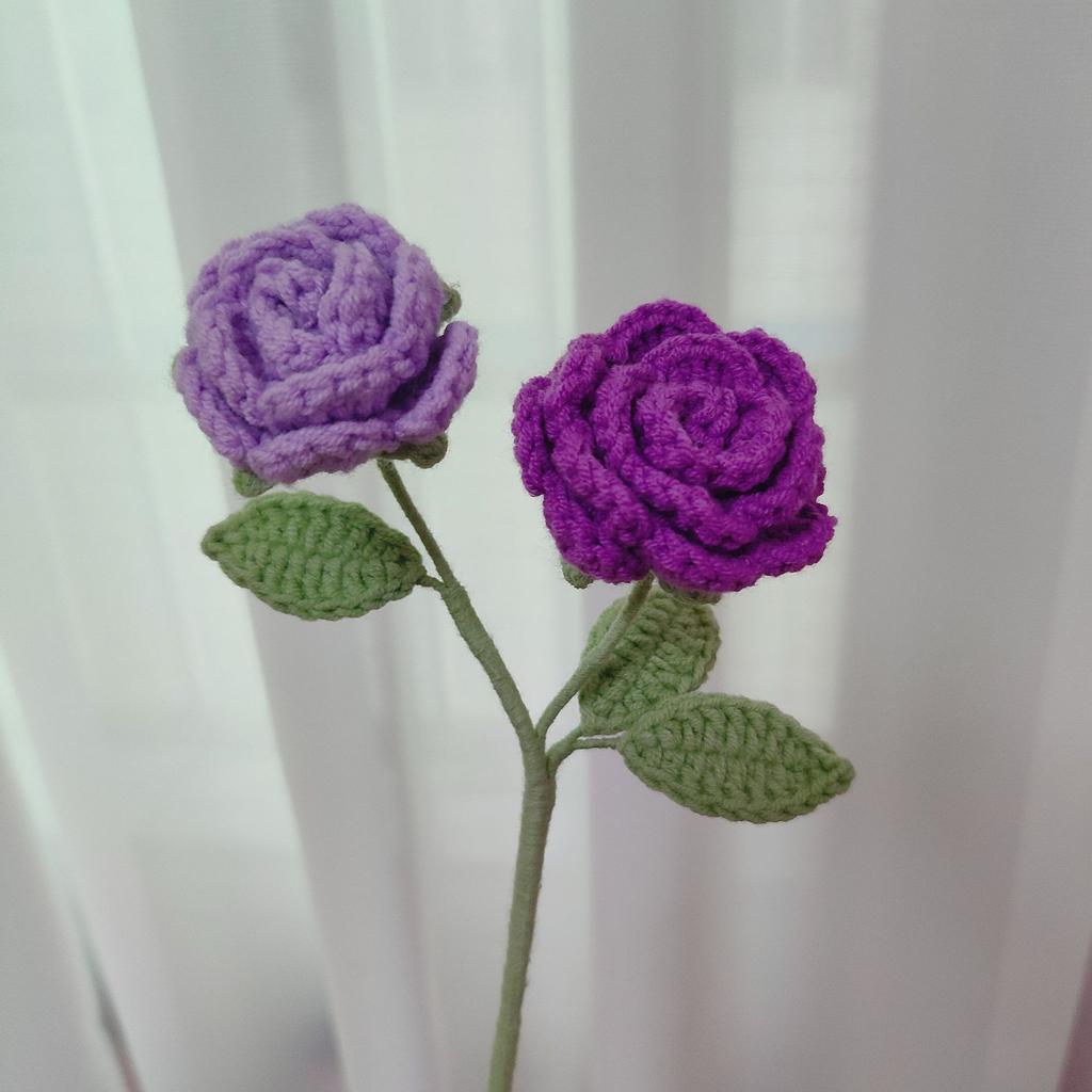 Mini Rose Crochet Flowers Creative Knitted Flowers Crochet Woven Flower Bouquet Wedding Party Home Decor Gift
