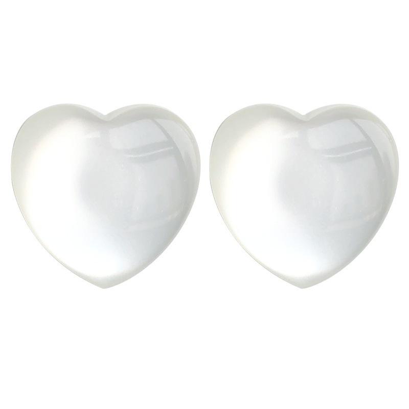 White moonlight opal luster peach heart stud earrings female, super fairy versatile earrings Internet celebrity earrings