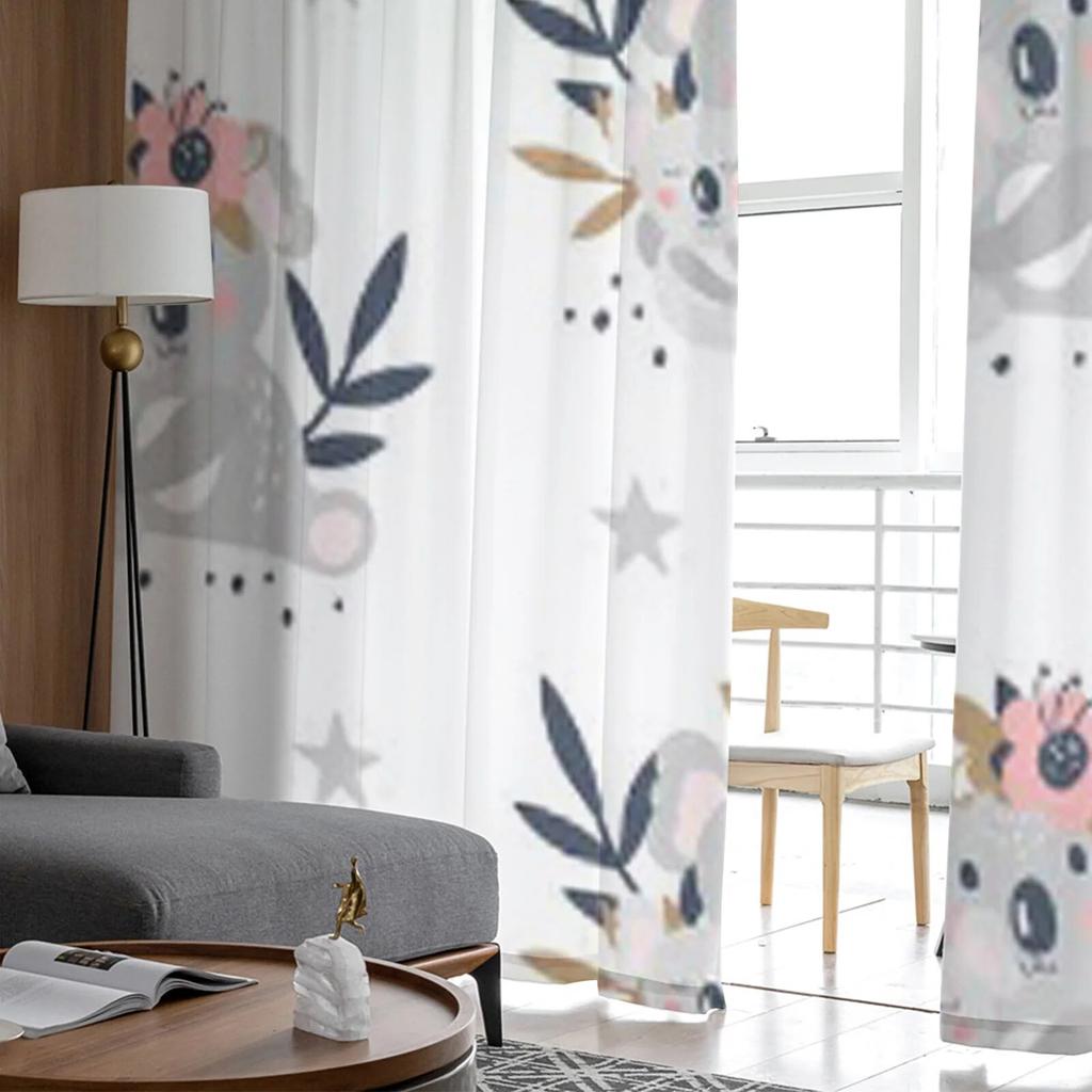 Niedlicher Koala, weißer Tüll, transparente Fenstervorhänge für Wohnzimmer und Schlafzimmer, moderne Chiffon-Voile-Organza-Vorhänge, Dekorvorhänge
