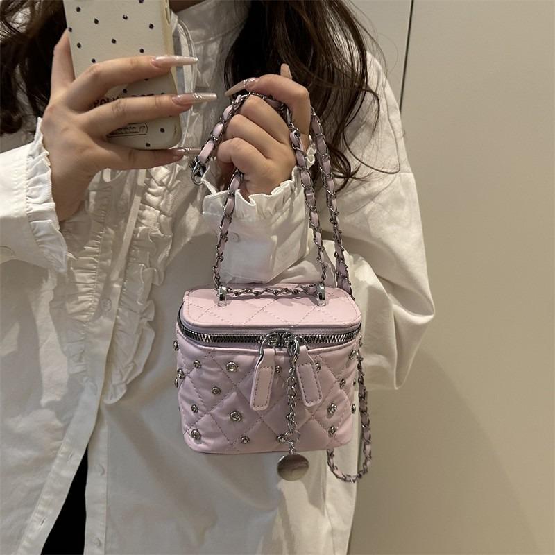 Bag Women's New Fashion Box Bag Rhombus Chain Bag One Shoulder Crossbody Small Square Bag