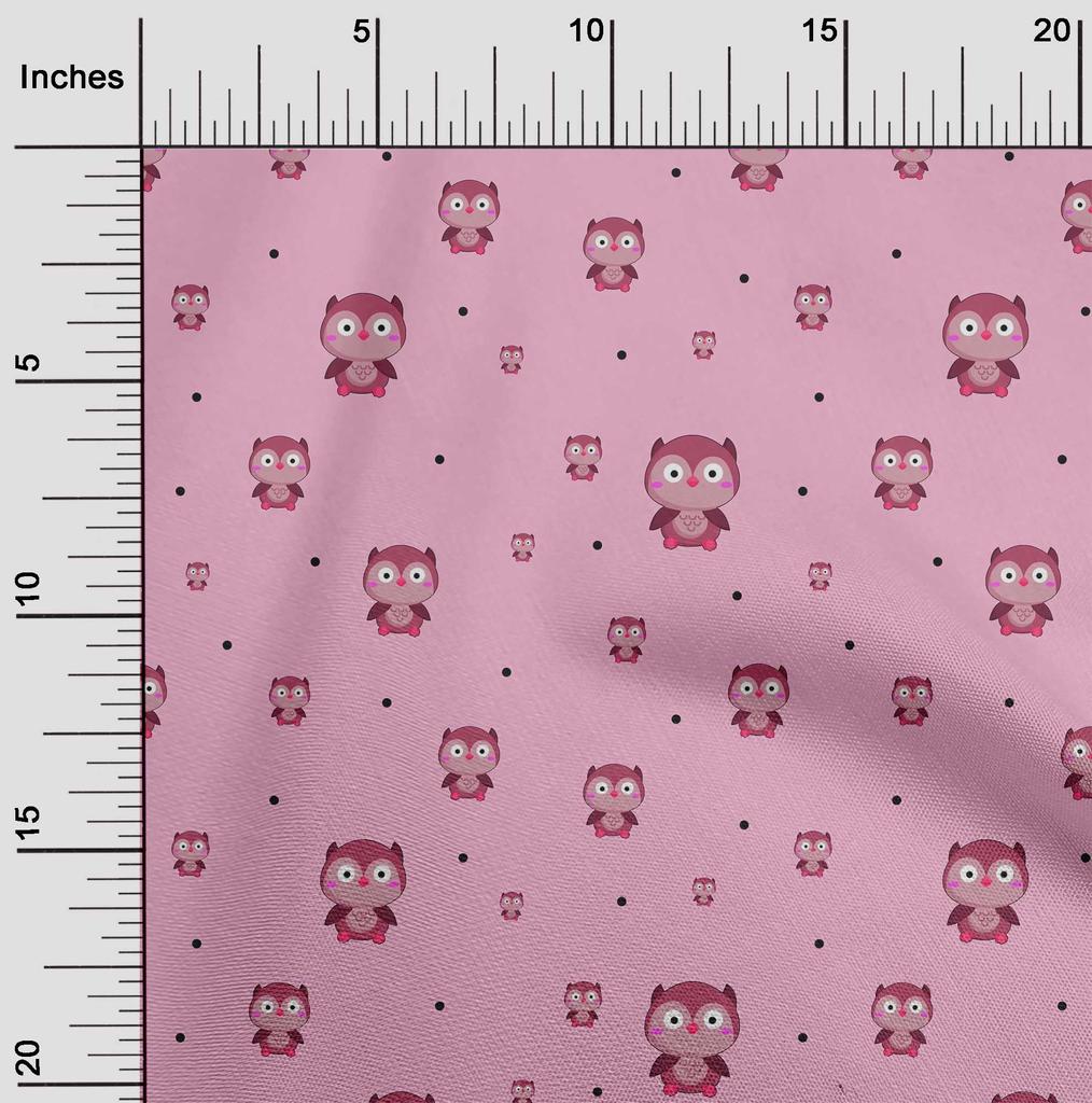 oneOone Cotton Flex Fabric Dot & Cartoon Owl Bird Print Fabric by The Yard 40 Inch