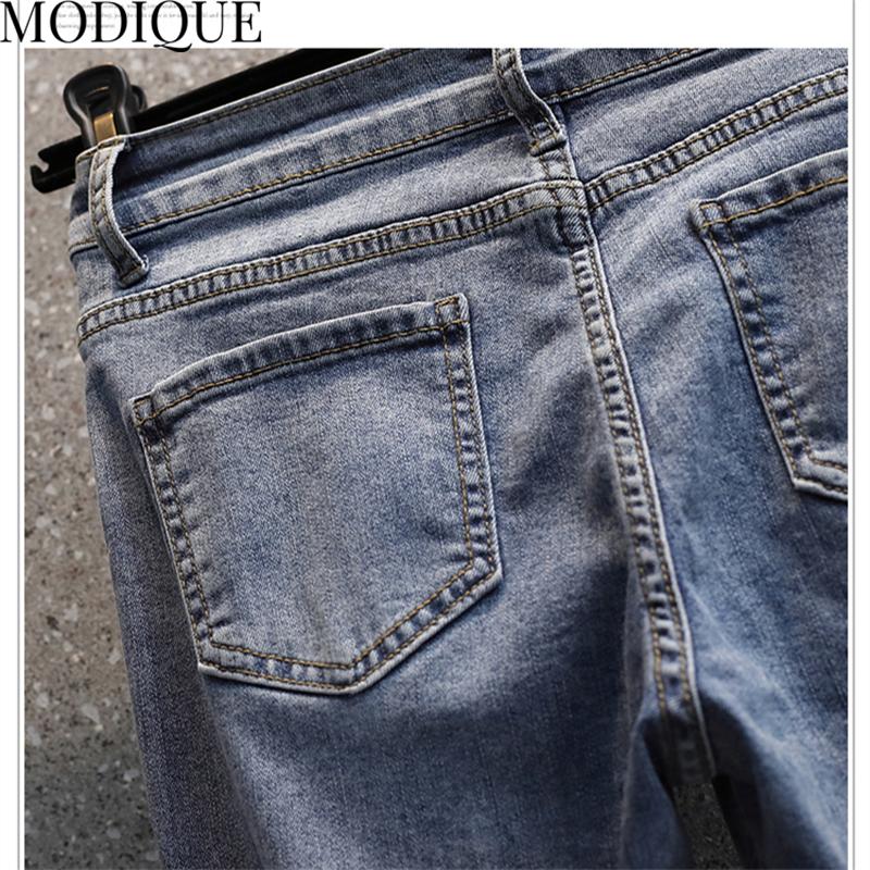 MODIQUE Toamnă Mărimi Mari Pantaloni Noi Dama Elastici Drepți Lungime Glezna Bază Dama Casual Lungime Completă Blugi Denim Femei Pantaloni Lungi din Bumbac