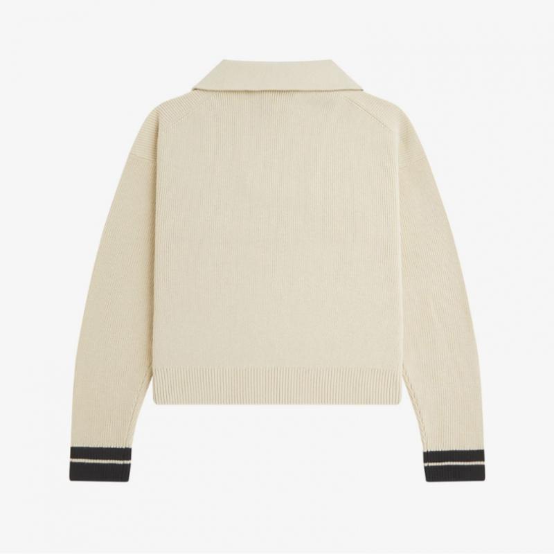 Fred Perry [womens] Half Zip Knit   Oatmeal Afpf2438134 691