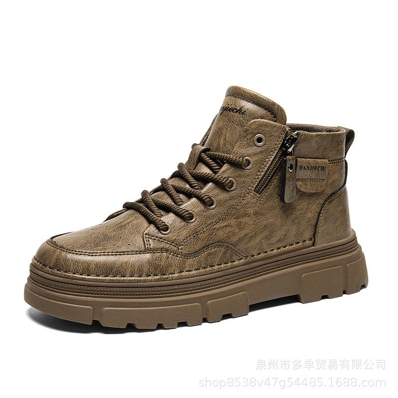 Soft-soled autumn new Martin boots retro high-top leather shoes non-slip shoes casual short boots