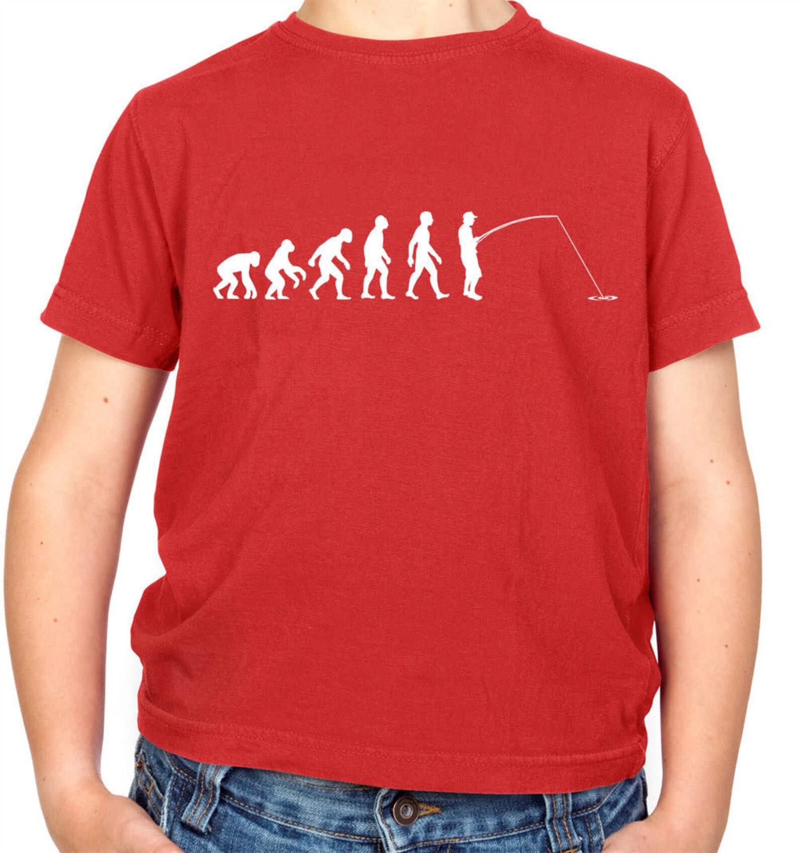 Evolution of Man Fishing Kids T-Shirt 2XL