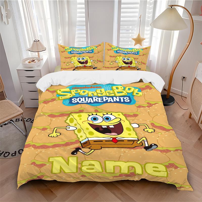 SpongeBob SquarePants Burger Bedding Set 3 Piece Comforter Cover Gift for Bedroom,Includes No Insertsjt014