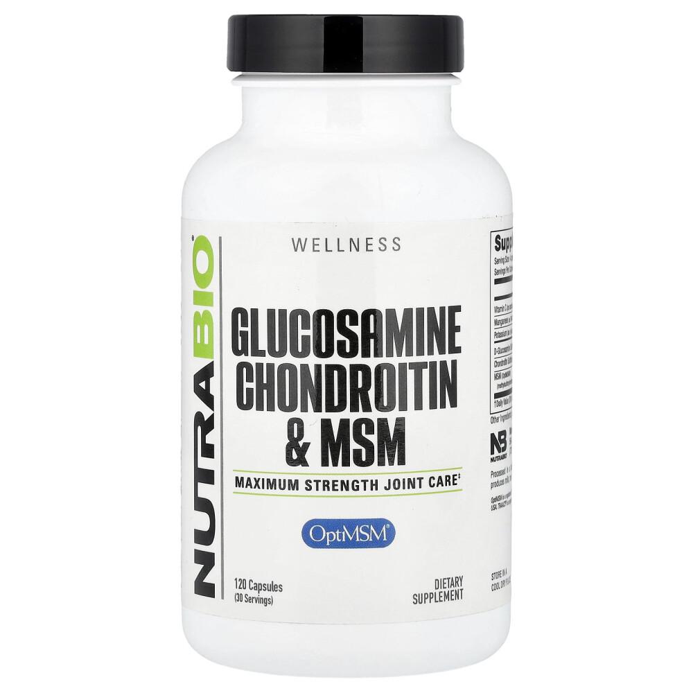 NutraBioLabs Glucosamine Chondroitin & MSM Capsules, 120 Count