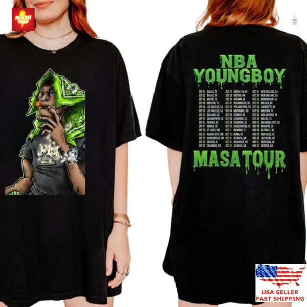 New Apparel YoungBoy Masa Tour Datse 2025 Hot Concert Music Double Sided T-Shirt Unisex T-Shirt XXL