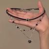 Sweet Cool Aesthetic Stackable Black Rope Necklace with Alloy Heart Charm for Layer Look Enthusiasts