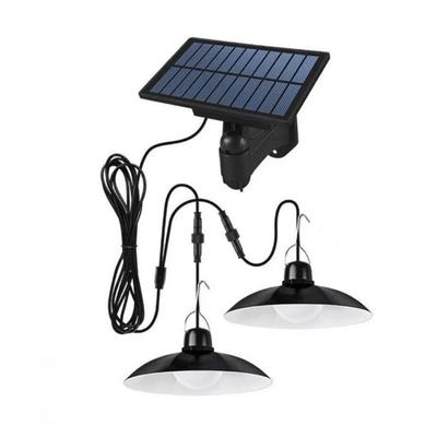Waterproof Solar Pendant Light Single Double-Head Design Led Hanging LED Chandelier Solar Powered with Remote Control