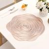 Luxus Goldprägung Tischdekoration Rose Platzdeckchen für Esstisch, Rutschfeste PVC Hitzebeständige Matte mit Nachmittagstee Dekorationen Muster, 38cm Waschbar