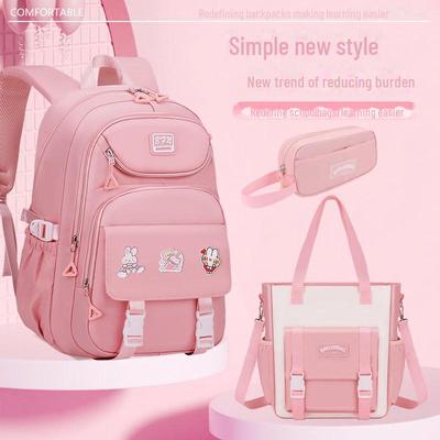 Large Capacity Backpack for Junior and Senior High School Students, Girls, Grades 3-6-9 with Burden-Reducing Design